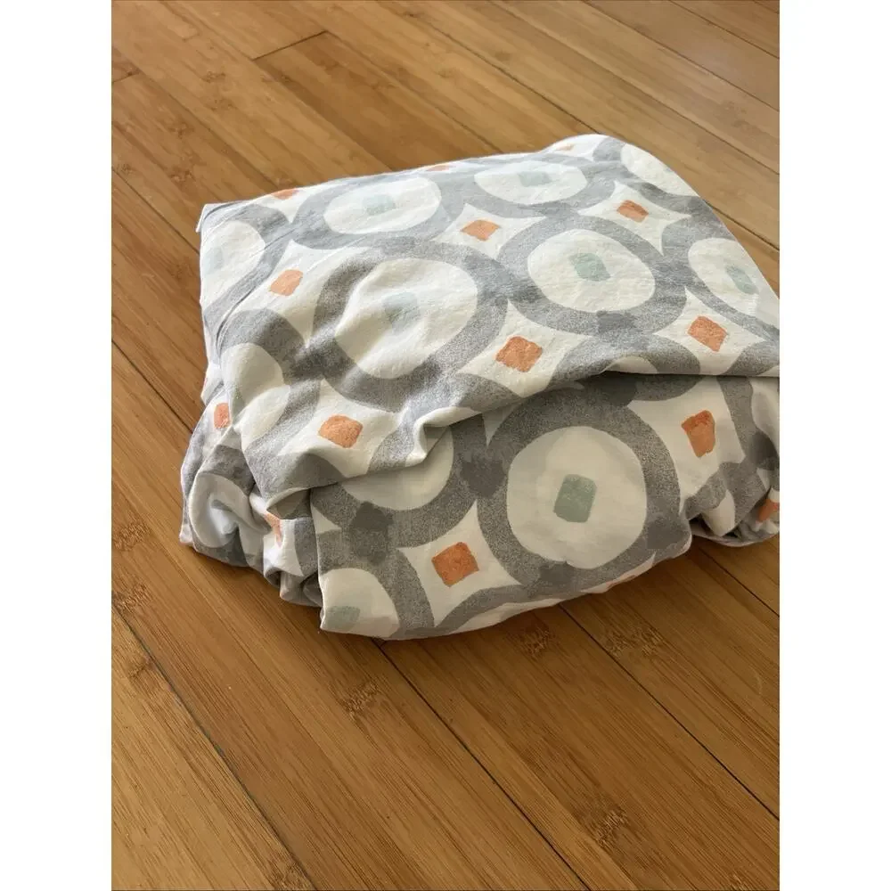 West Elm Green Circle Trellis Full queen duvet cover 100% Cotton